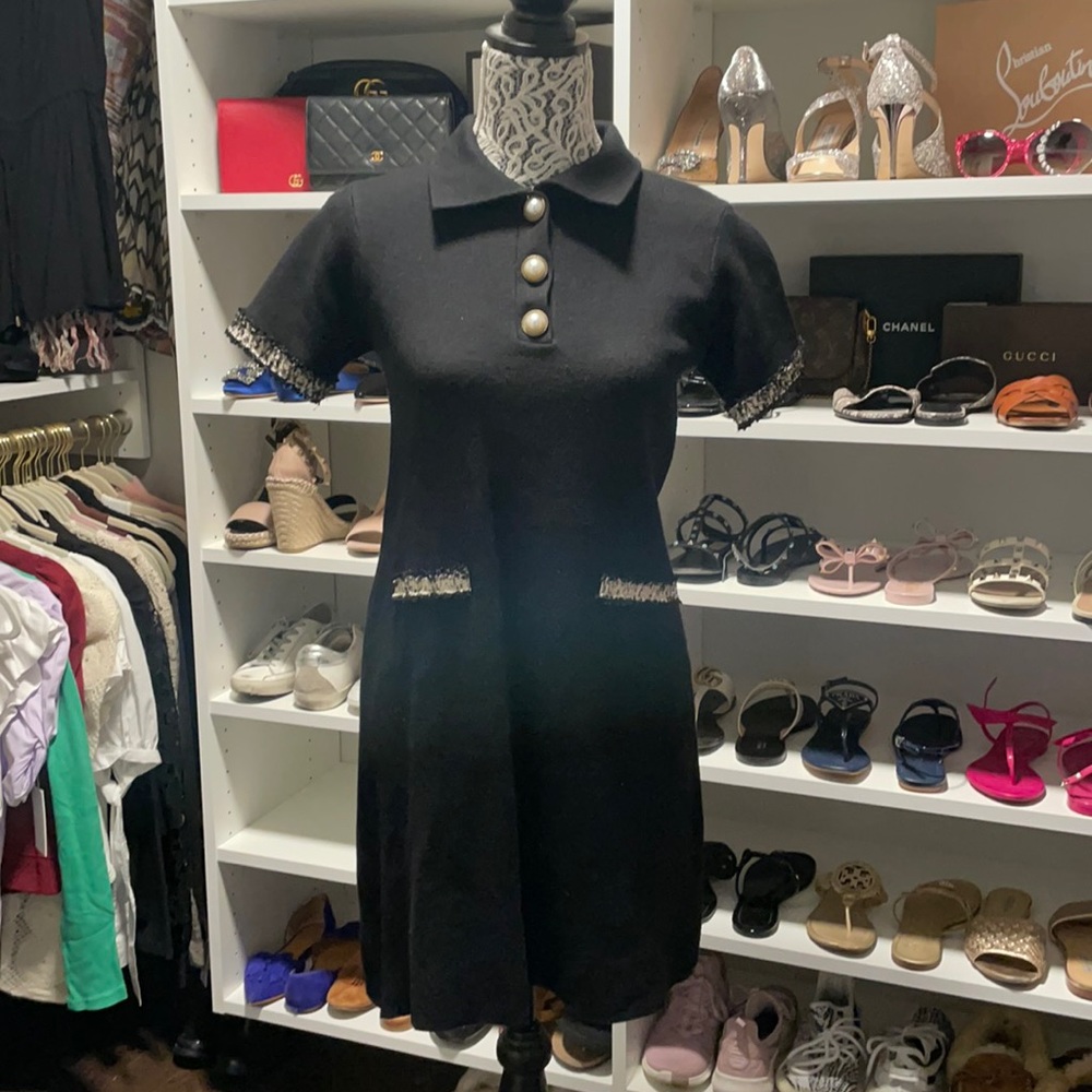 Zara small black knit short sleeve dress